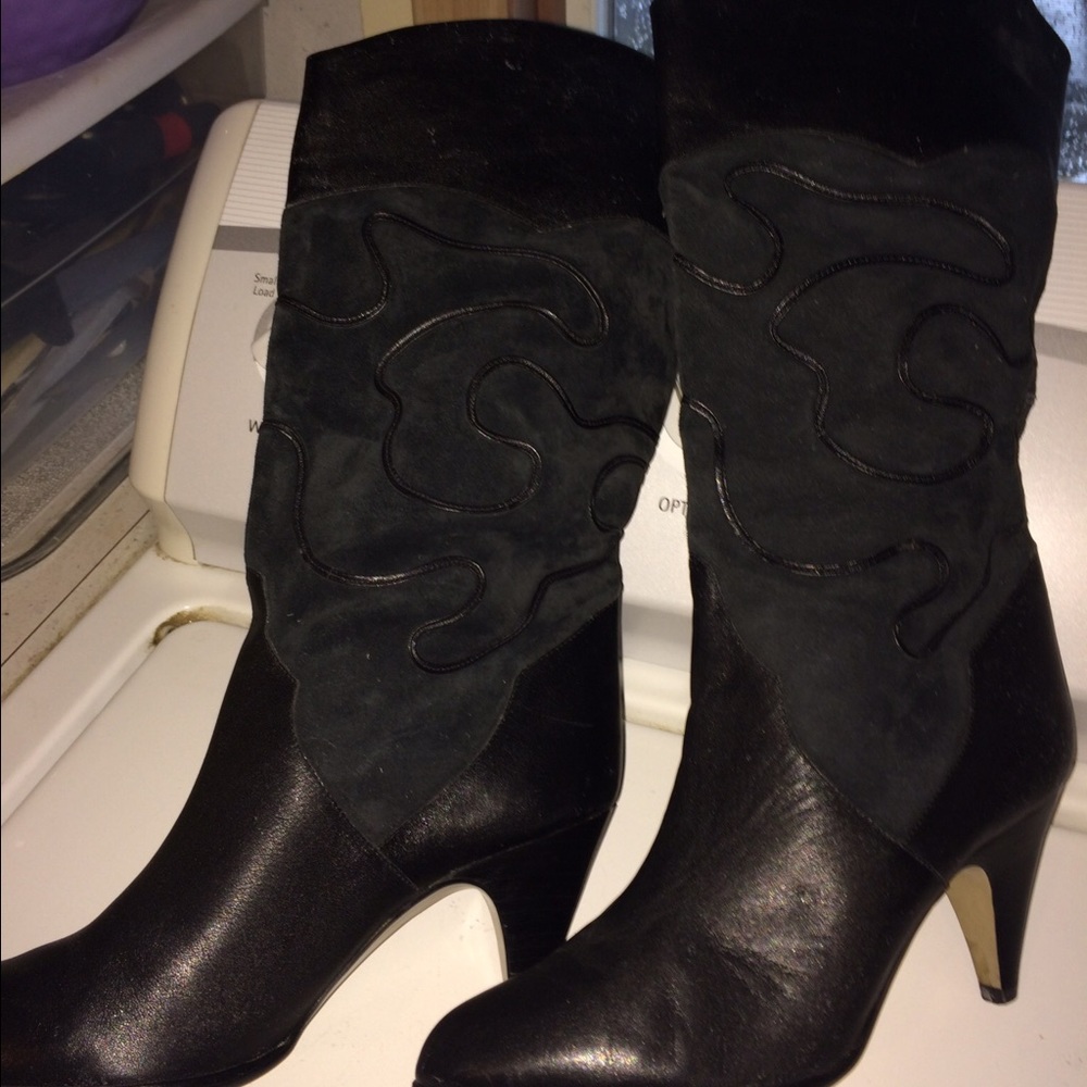 Woman's black heeled boots