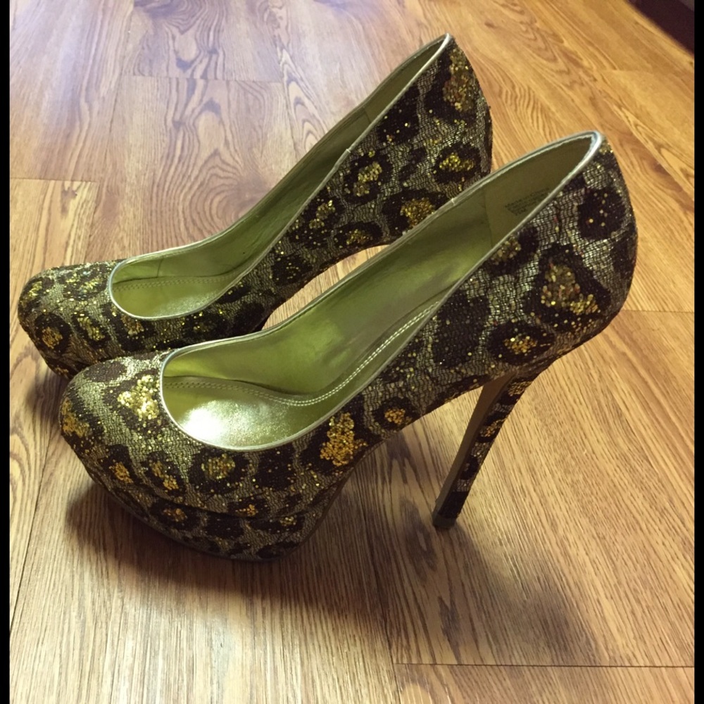 Gold Cheetah Print Heels