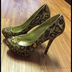Gold Cheetah Print Heels