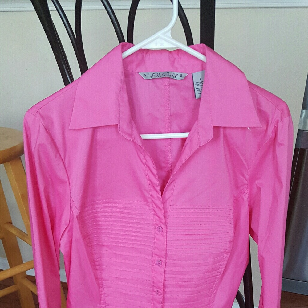 Pink Three-Quarter-Sleeve Stretch by Larry Levine