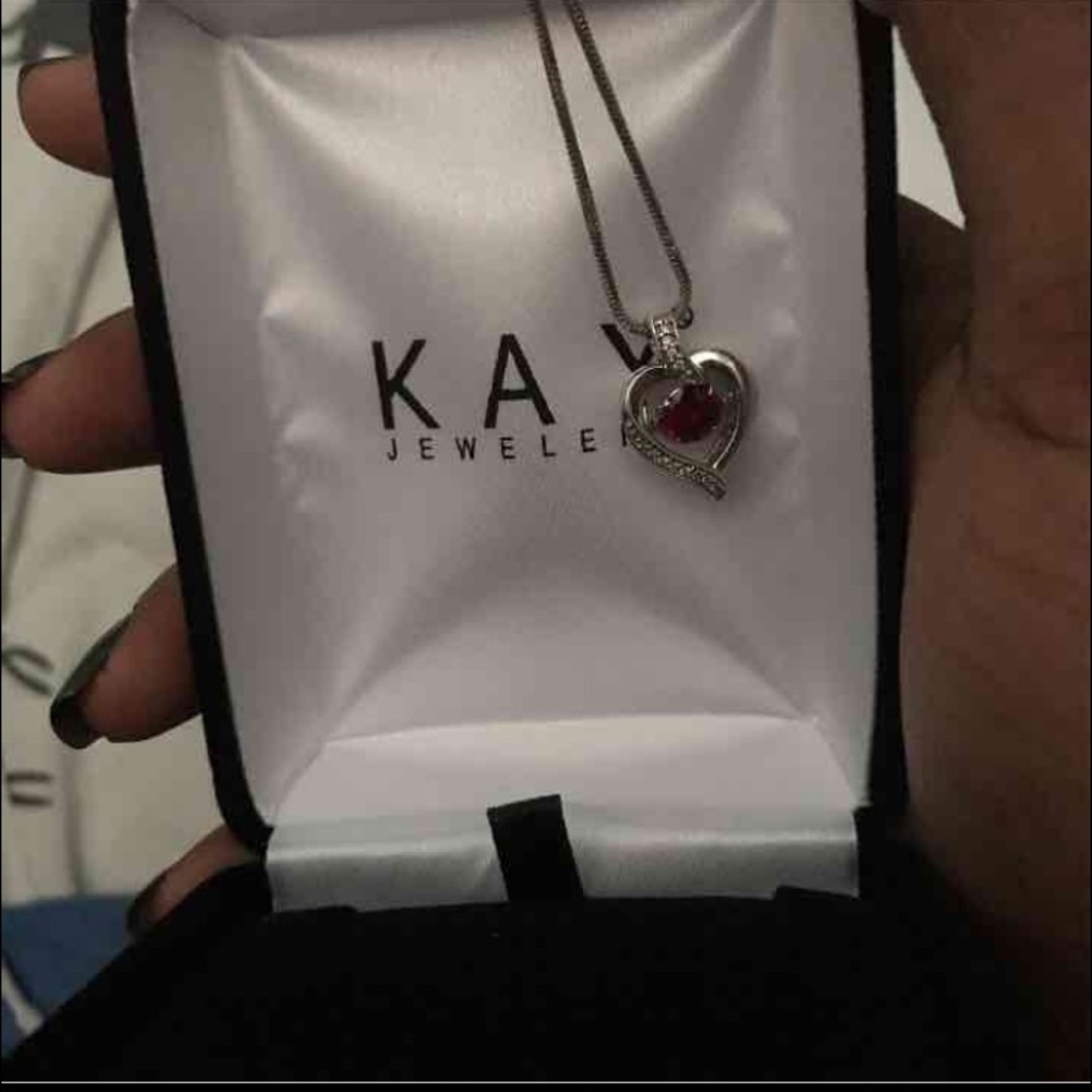 Ruby diamond heart necklace