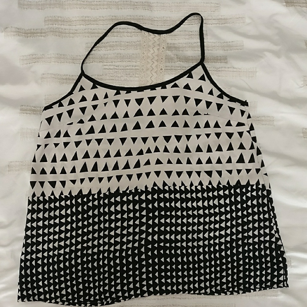 Black and White print summer blouse.