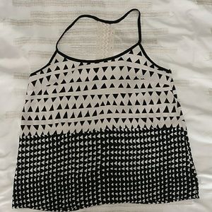 Black and White print summer blouse.