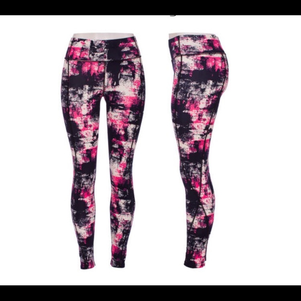 Pink and white compression leggings
