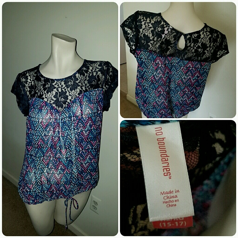 No Boundaries Lace & Print Top