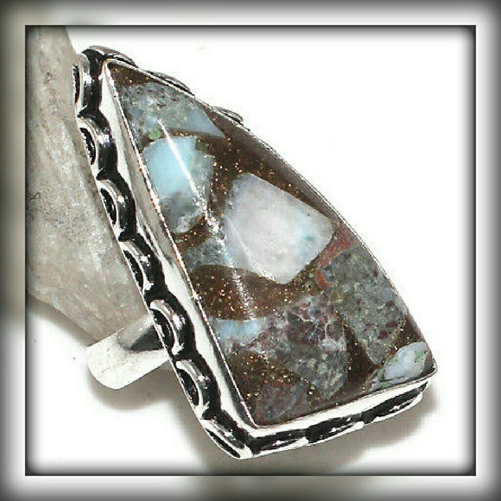 Rare Copper Larimar Ring