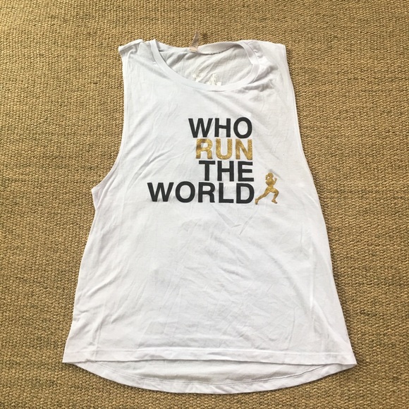 Barbell Babes Tops - Barbell Babes Run White Muscle Workout Tank L