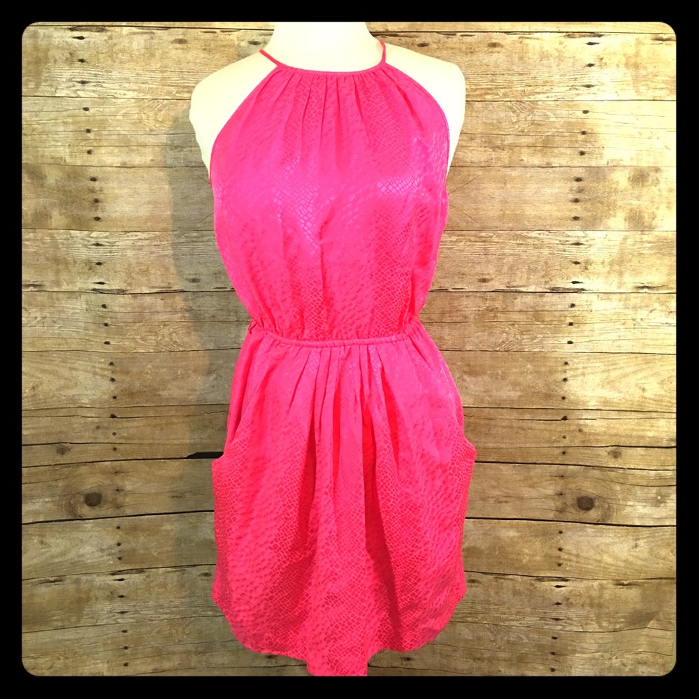 Rebecca Taylor 100% SILK Pink Halter Dress Sz 4