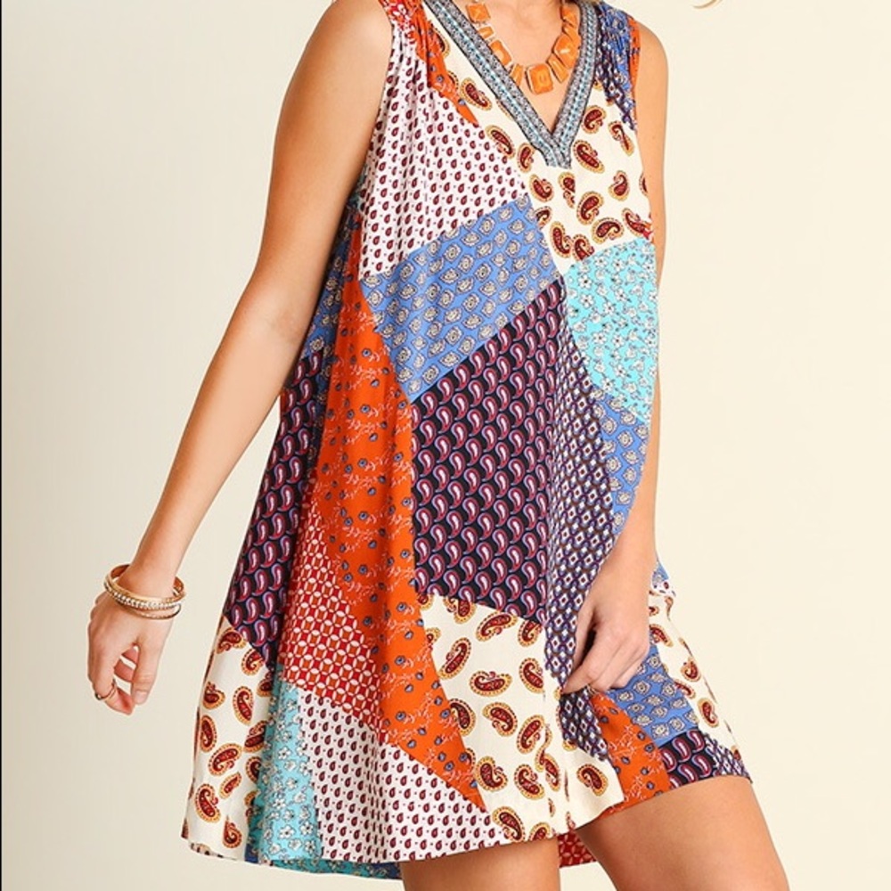 1 Left! Orange/Mint Print Dress. NWT!