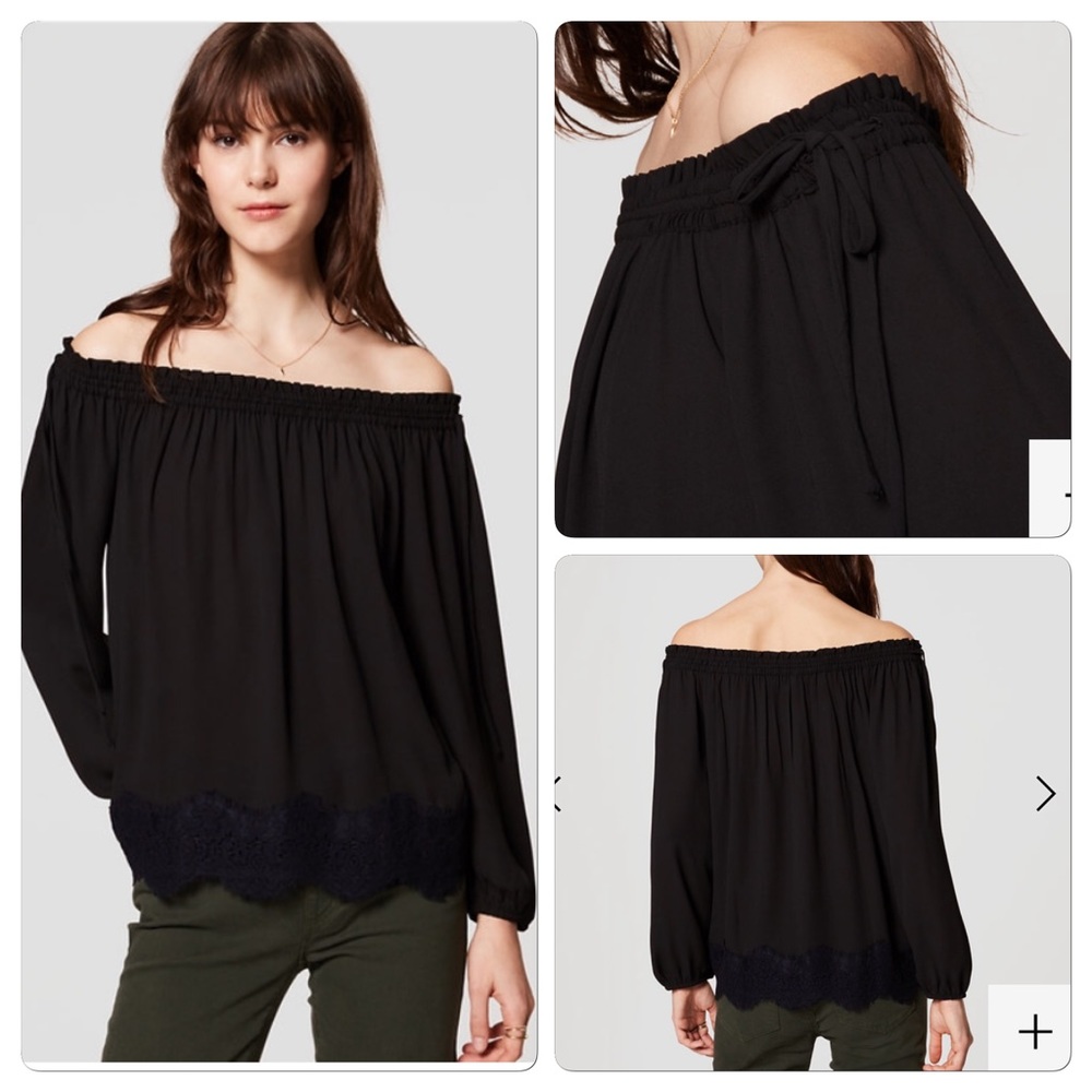Loft scalloped off shoulder blouse M - Picture 1 of 2
