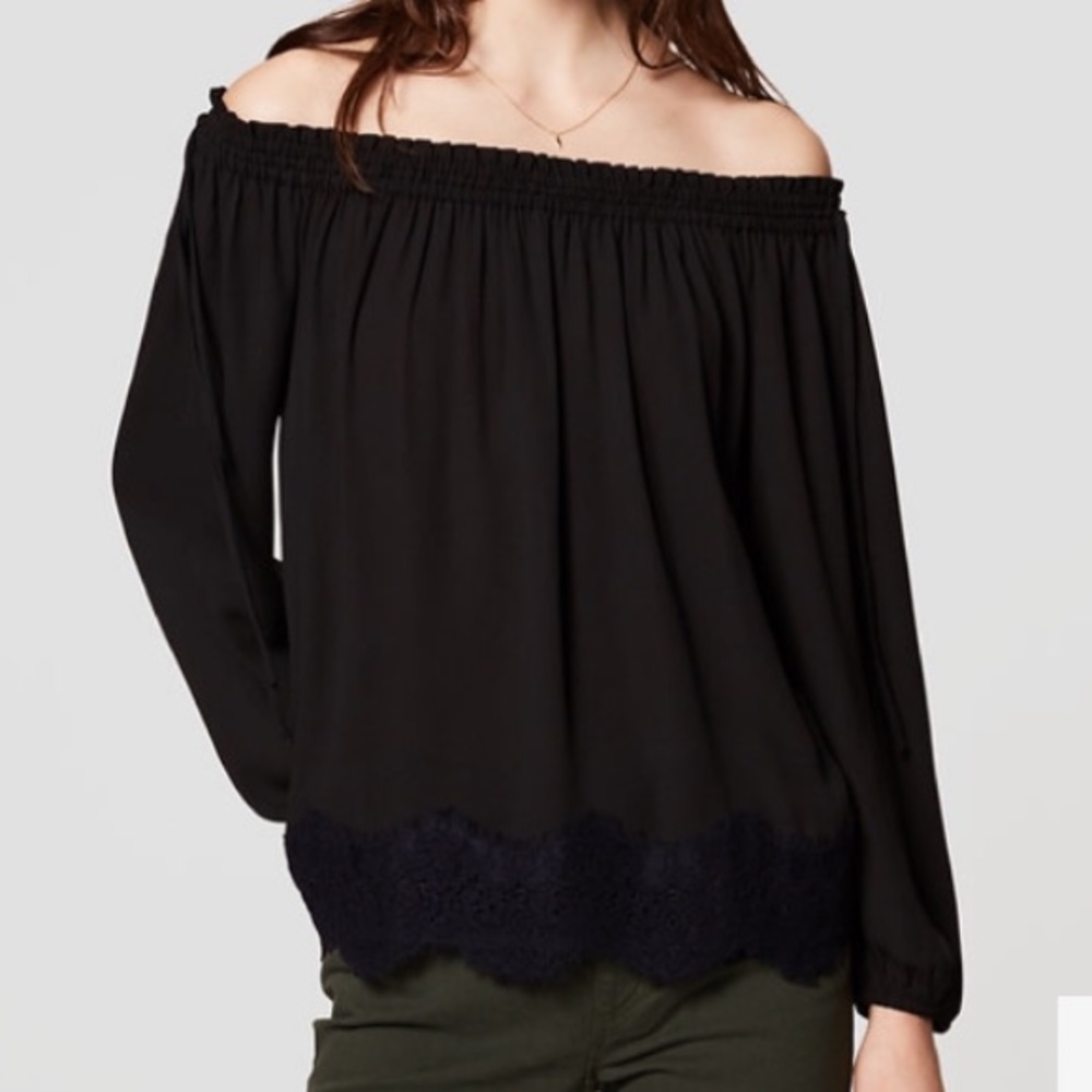 Loft scalloped off shoulder blouse M - Picture 2 of 2