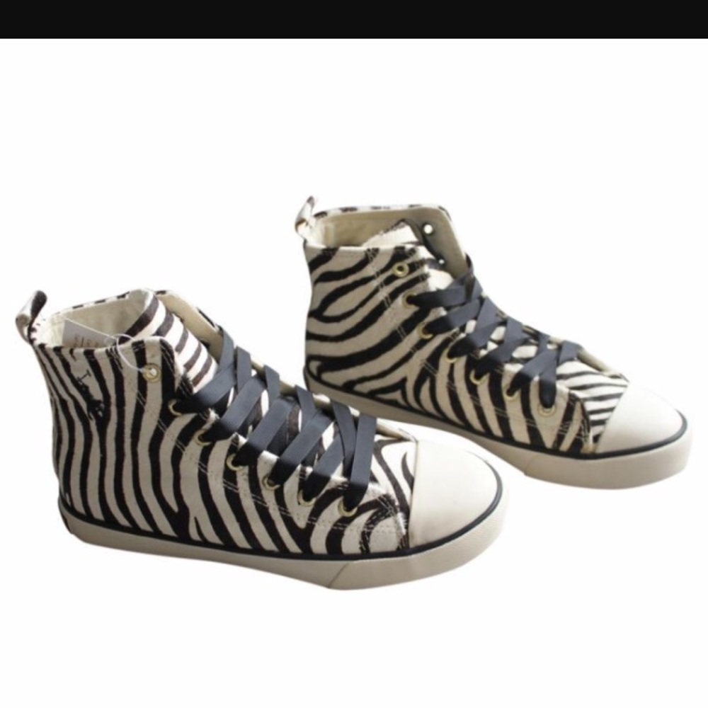 Ralph Lauren Girls Real Fur Zebra Print Sneakers