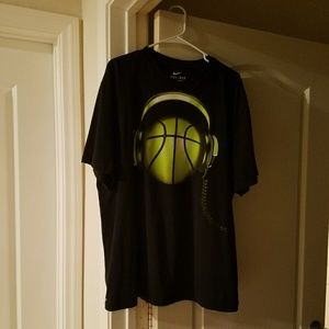Nike neon green basketball with headphones tshirt