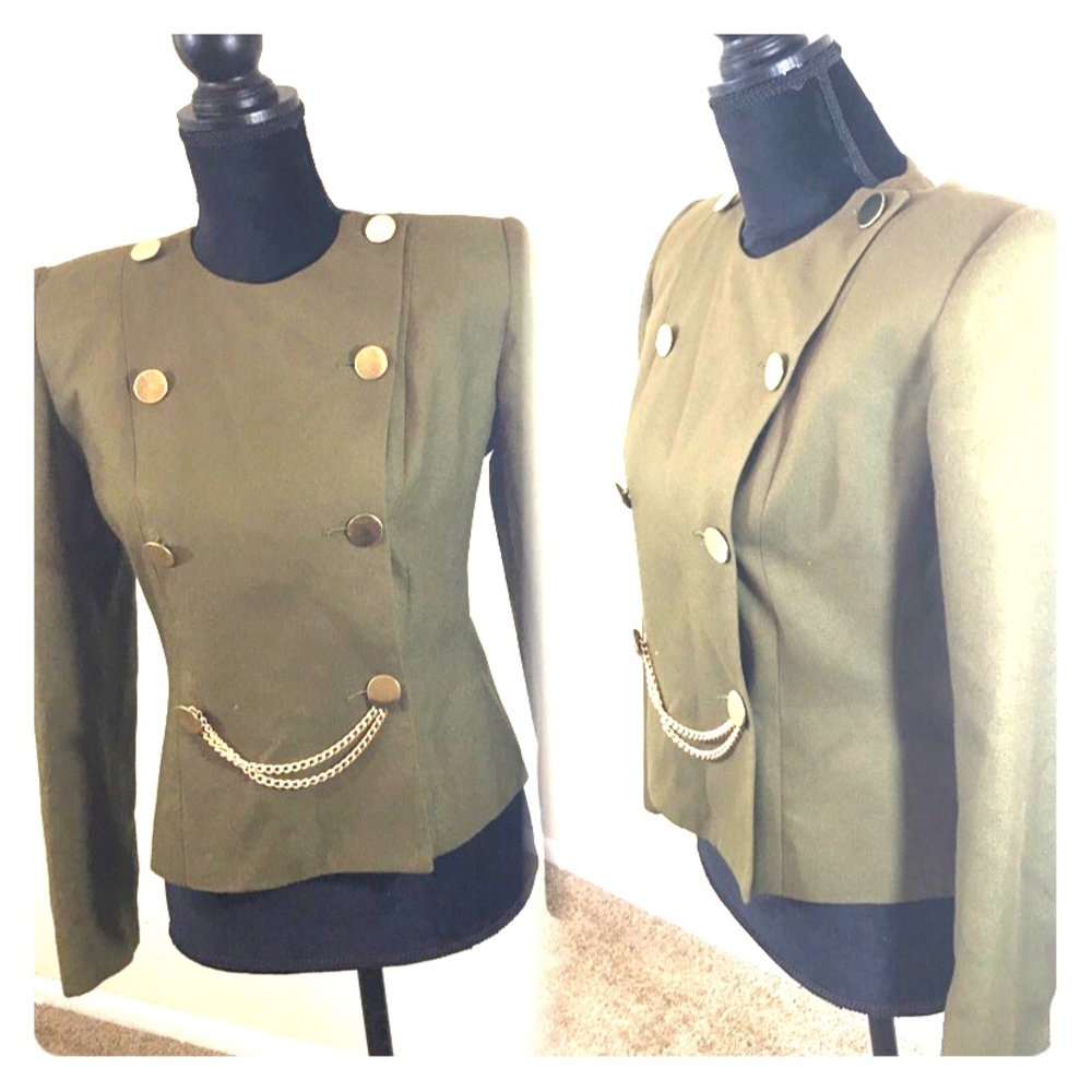 Military Style Army Green Blazer