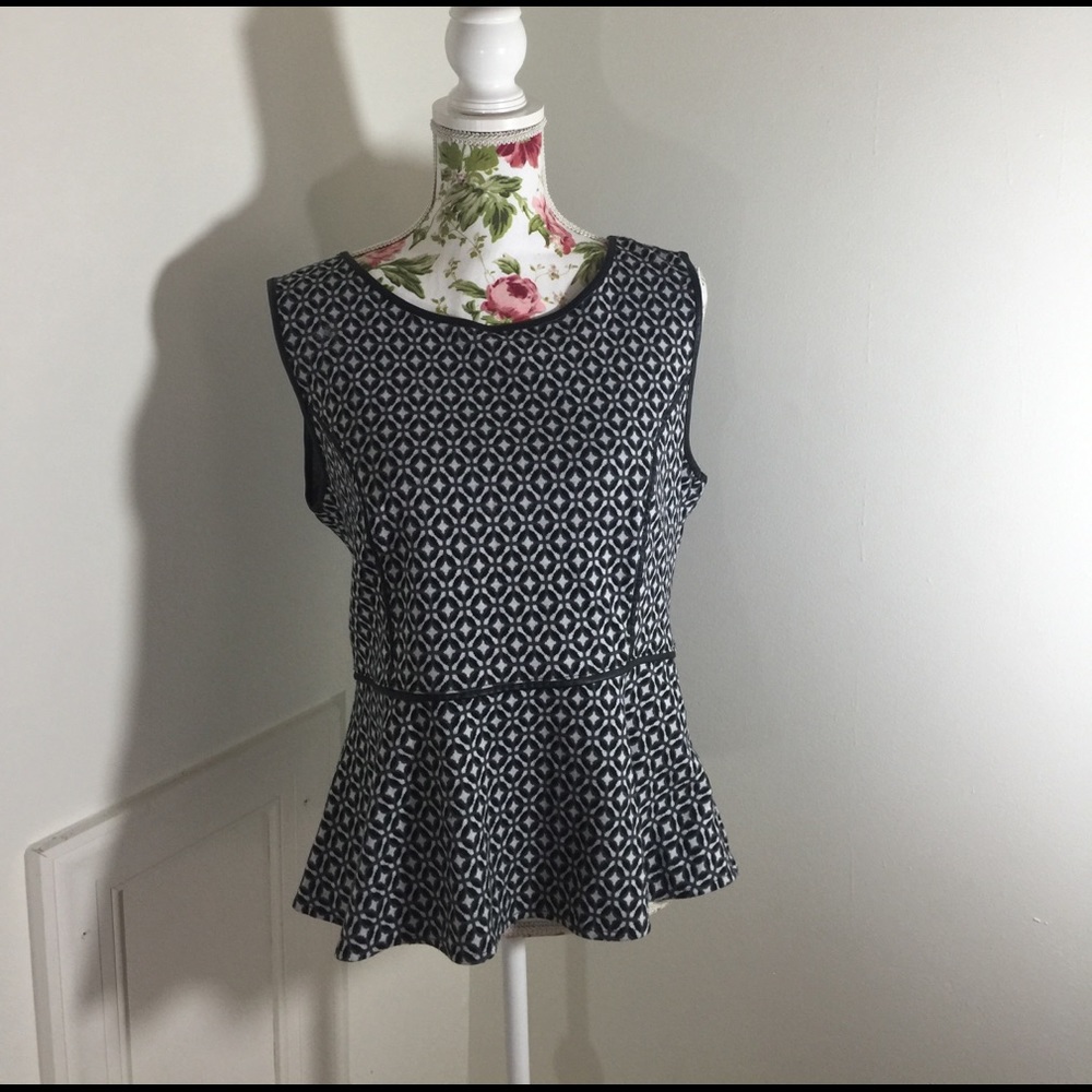 Black and Grey Peplum Top