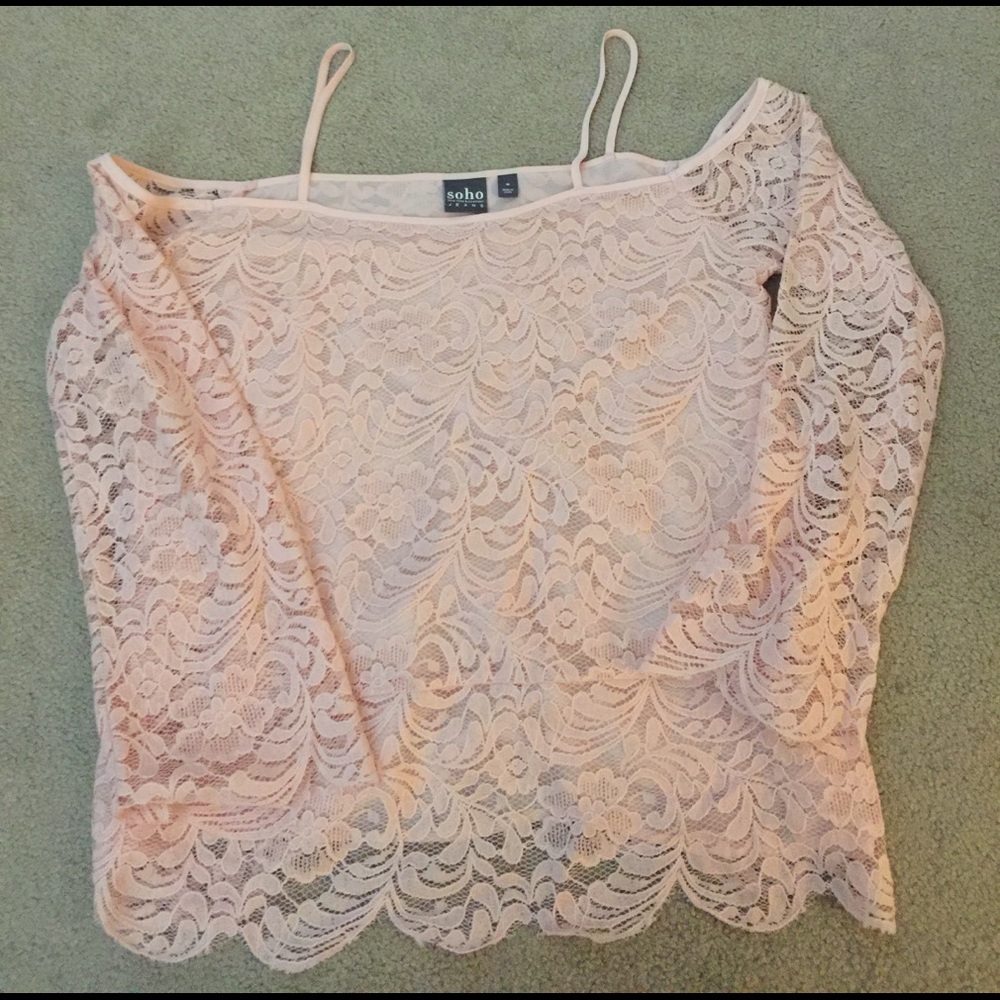 Beautiful peach cold shoulder lace top
