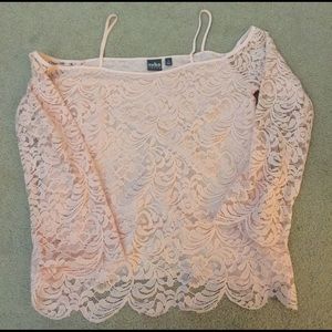 Beautiful peach cold shoulder lace top