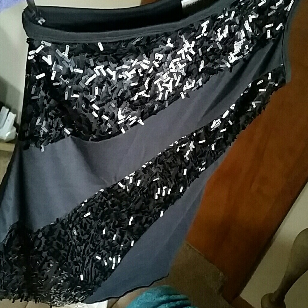Black one sleeve sequence top