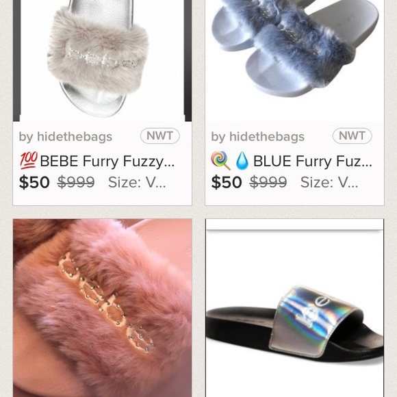 NEW bebe SlipOn Slide Sandal LOGO FLIP SILVER - Picture 6 of 7