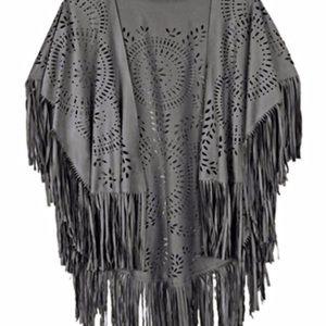Faux Suede Fringe Wrap