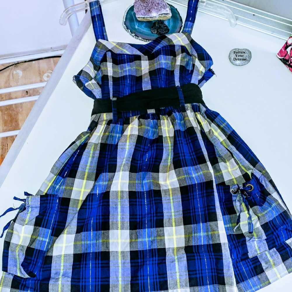 💥HOST PICK👗Girls size 16 Pretty Blue Plaid Dress