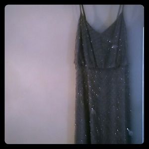 Spahetti strap beaded blouson gown.  Petite.