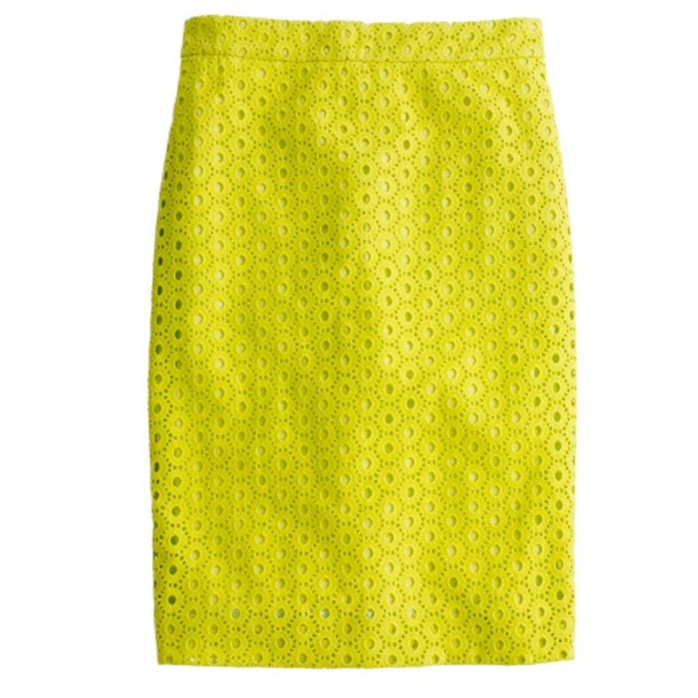 J. Crew No. 2 Pencil Skirt in Circle Eyelet Sz 10