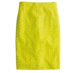 J. Crew No. 2 Pencil Skirt in Circle Eyelet Sz 10