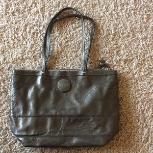 Coach Signature Stripe Patent Leather Tote  ⚪️👜