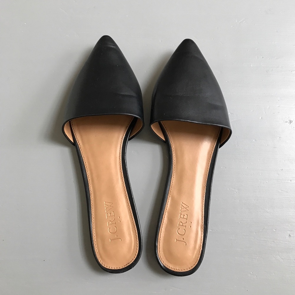 j.crew factory black leather mules