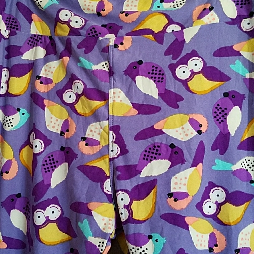 Lula Roe Lavender owlbird print  leggingsNeverWorn