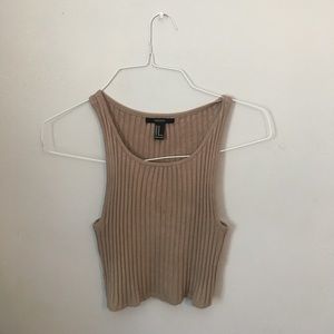 tan ribbed crop tank