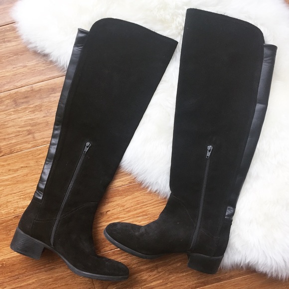 Zara Shoes - - ZARA - Suede Over The Knee Boots Black