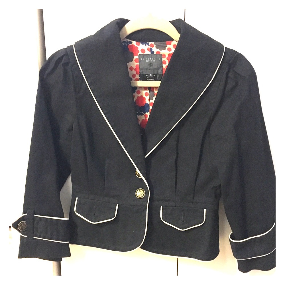Sanctuary Clothing Black Denim Sailor Jacket - Small - Like New!