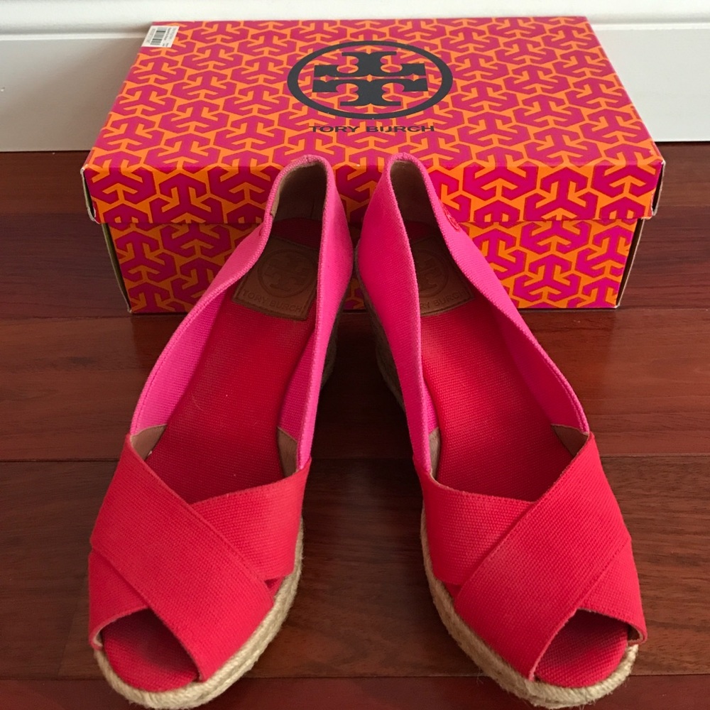 TORY BURCH Filipa Peep Toe Espadrille Wedge
