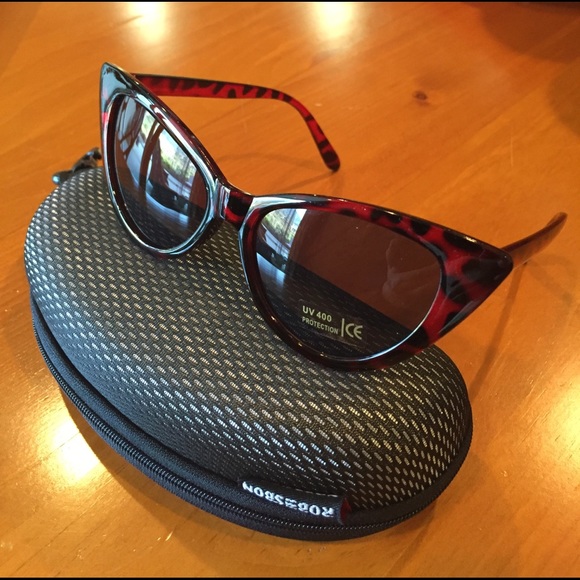 Cat Eye Accessories - Cat Eye Leopard Red Women's Sunglasses/New