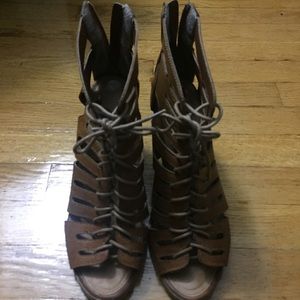 Rampage Lace Up Wedge Sandals size 10