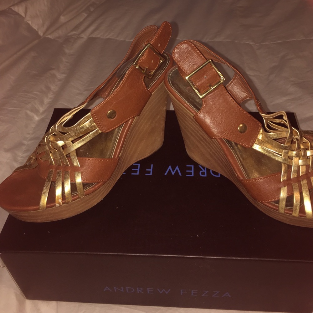 Brown and gold wedges