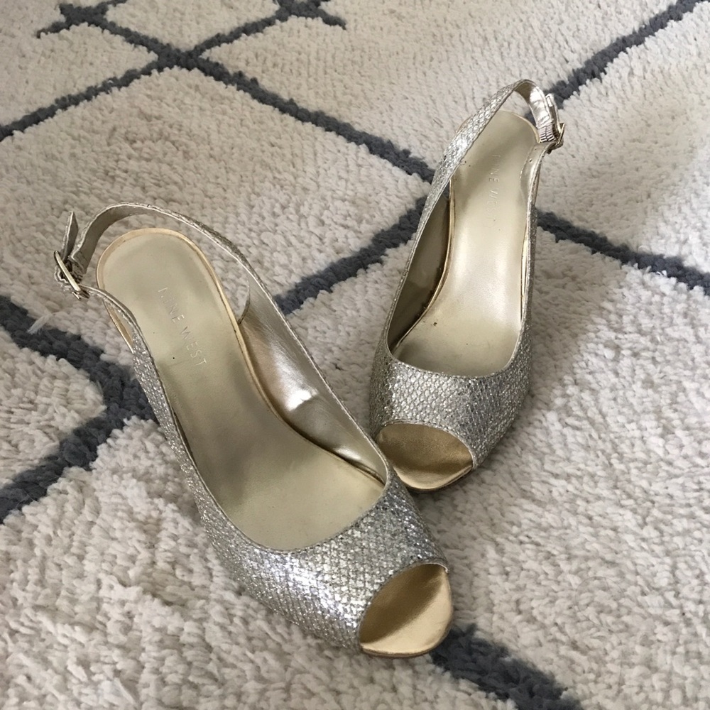 Nine West gold and silver heels