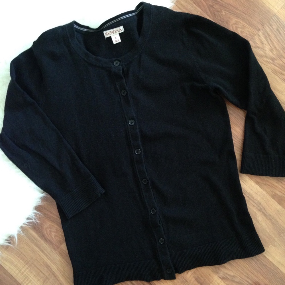 Black 3/4 Sleeve Cardigan