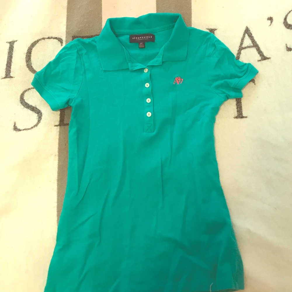 AÉROPOSTALE TURQUOISE COLLARED SHIRT