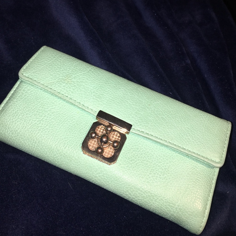 Mint green wallet w/ removable strap