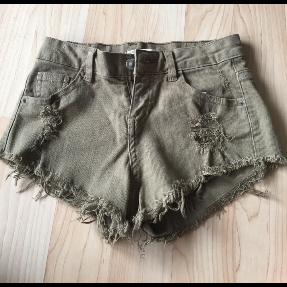 Bershka Olive jean shorts