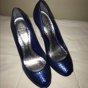 BCBGirls Royal Blue Peep-toe Wedges - Size 7M