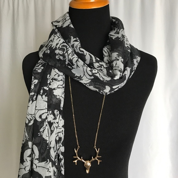 J. Crew Accessories - J.Crew black gray lightweight fringe scarf NWOT J. Crew Accessories - J.Crew black gray lightweight fringe scarf NWOT