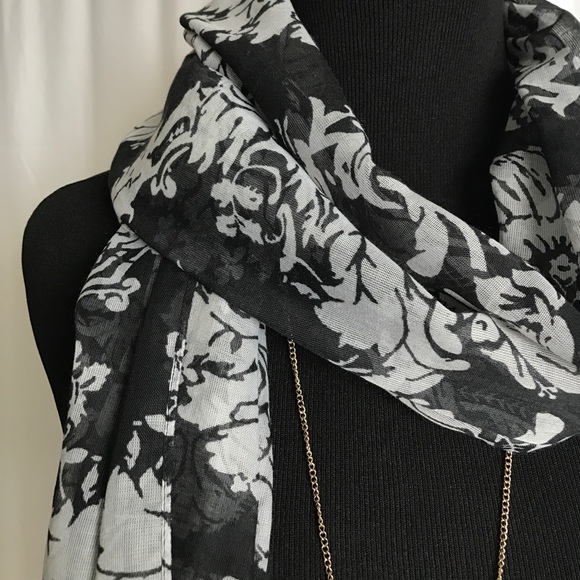J. Crew Accessories - J.Crew black gray lightweight fringe scarf NWOT J. Crew Accessories - J.Crew black gray lightweight fringe scarf NWOT