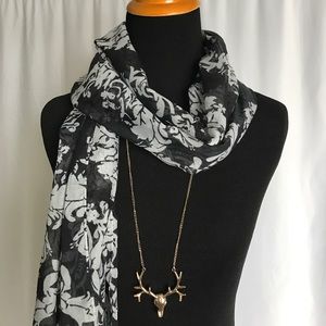 J. Crew Accessories - J.Crew black gray lightweight fringe scarf NWOT J. Crew Accessories - J.Crew black gray lightweight fringe scarf NWOT
