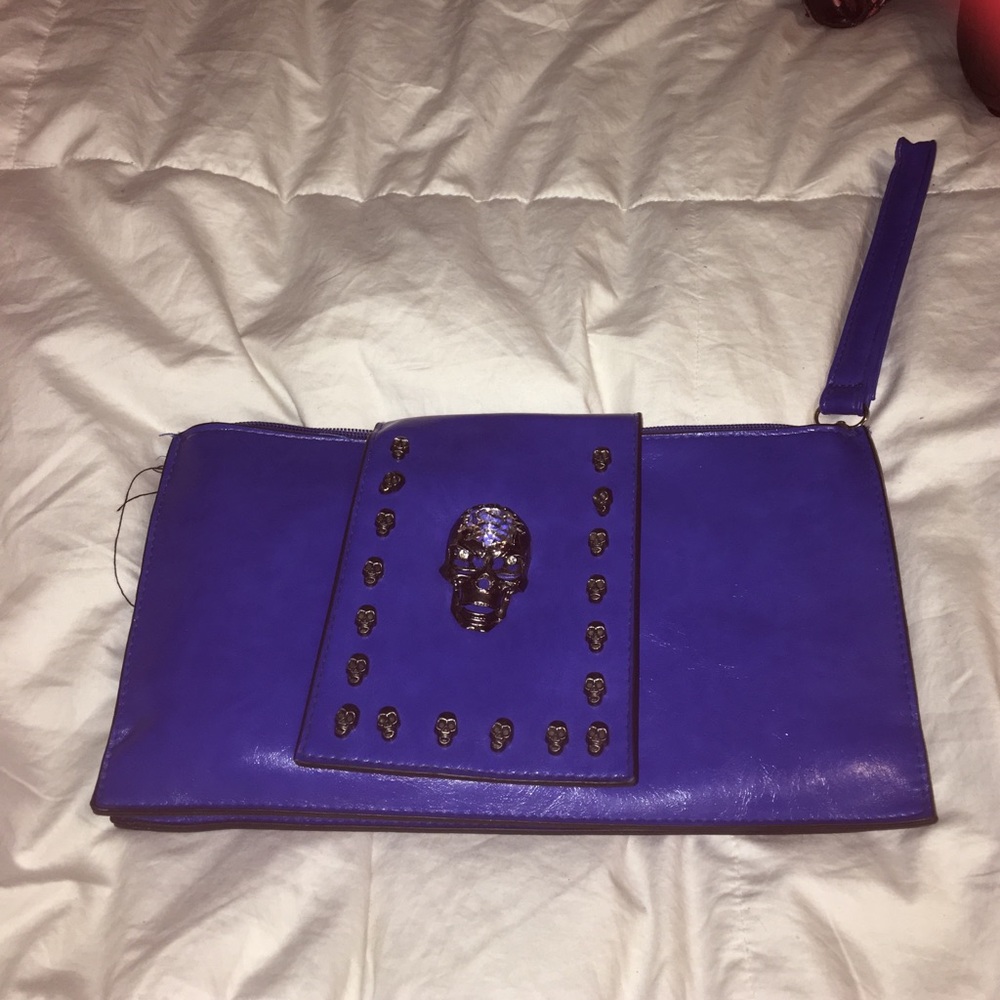 Blue leather purse