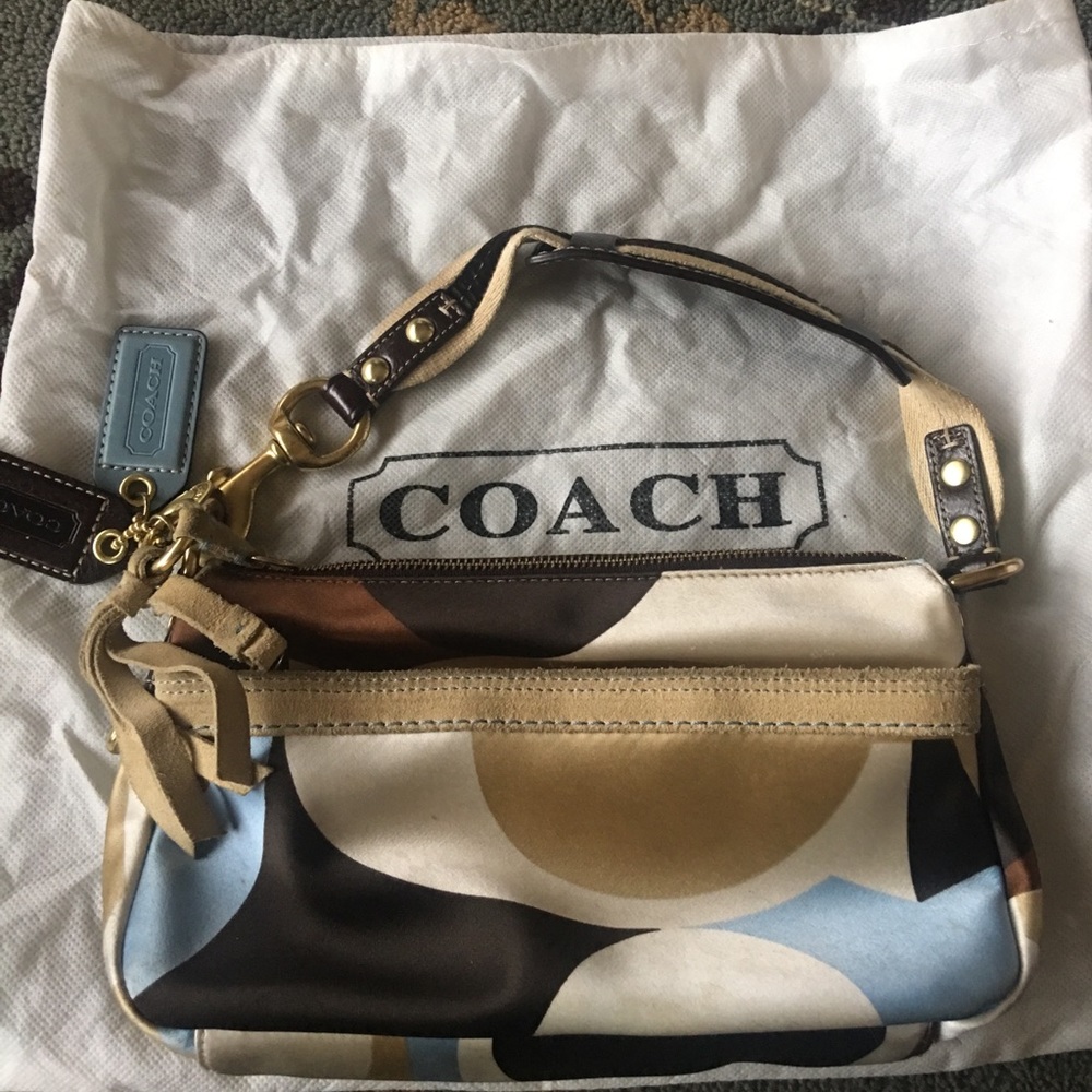 Well loved Coach satin and suede bag