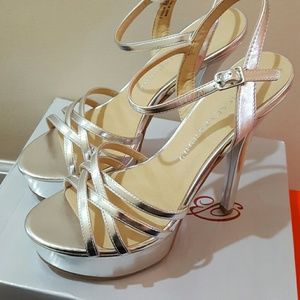 6 in Silver  strappy heels-worn once